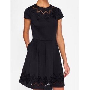 Women's Ted Baker Black Cheskka Skater Party Dress Size US 4(see measurements)